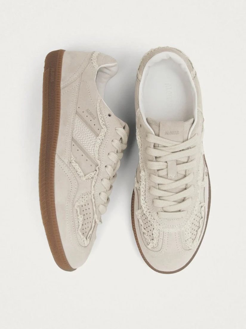 CREAM SUEDE SNEAKERS WITH CROCHET DETAILS